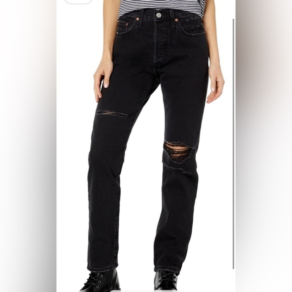 Women’s Levi’s 501 Black Destruction 26/30 New with Tags - Picture 1 of 11